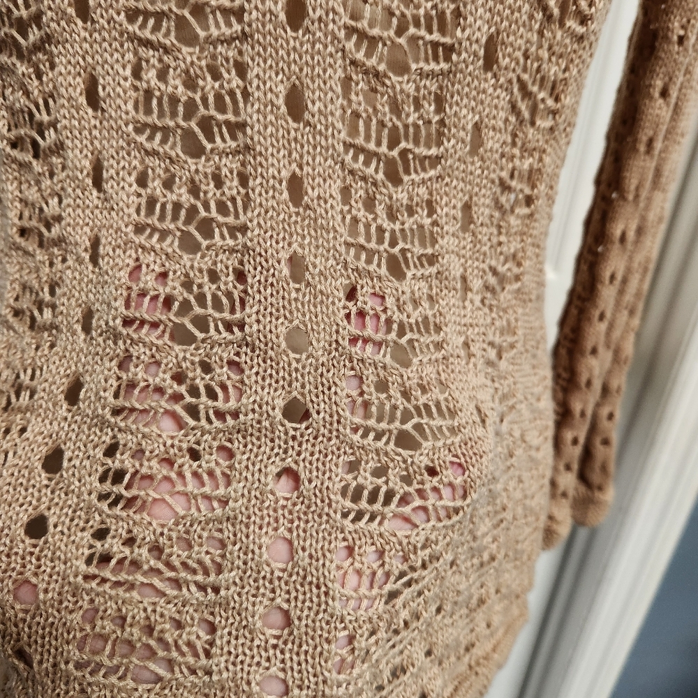 Crochet/Knit Mini Dress/Bathing Suit Cover-Up with Open Back - Picture 4 of 14